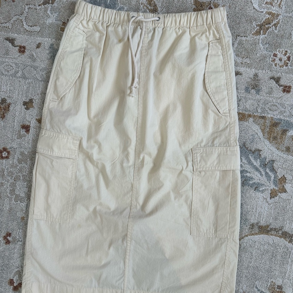 Neutral Cargo Midi Skirt - Cream